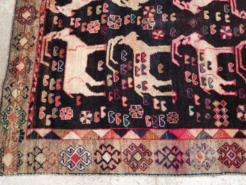 Vintage Pictorial Persian Shiraz Rug, No.31154 - Staging