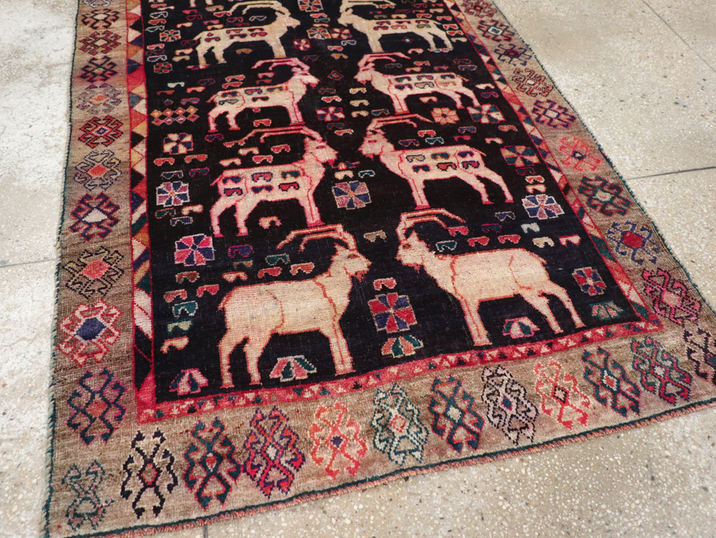 Vintage Pictorial Persian Shiraz Rug, No.31154 - Staging