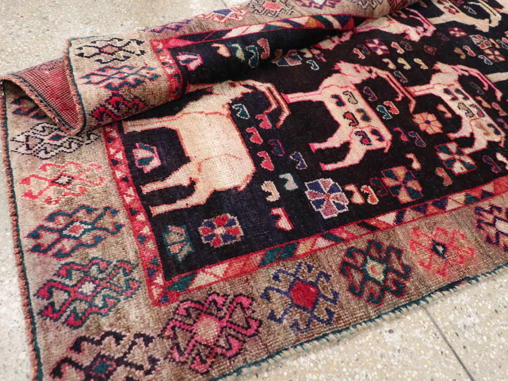 Vintage Pictorial Persian Shiraz Rug, No.31154 - Staging