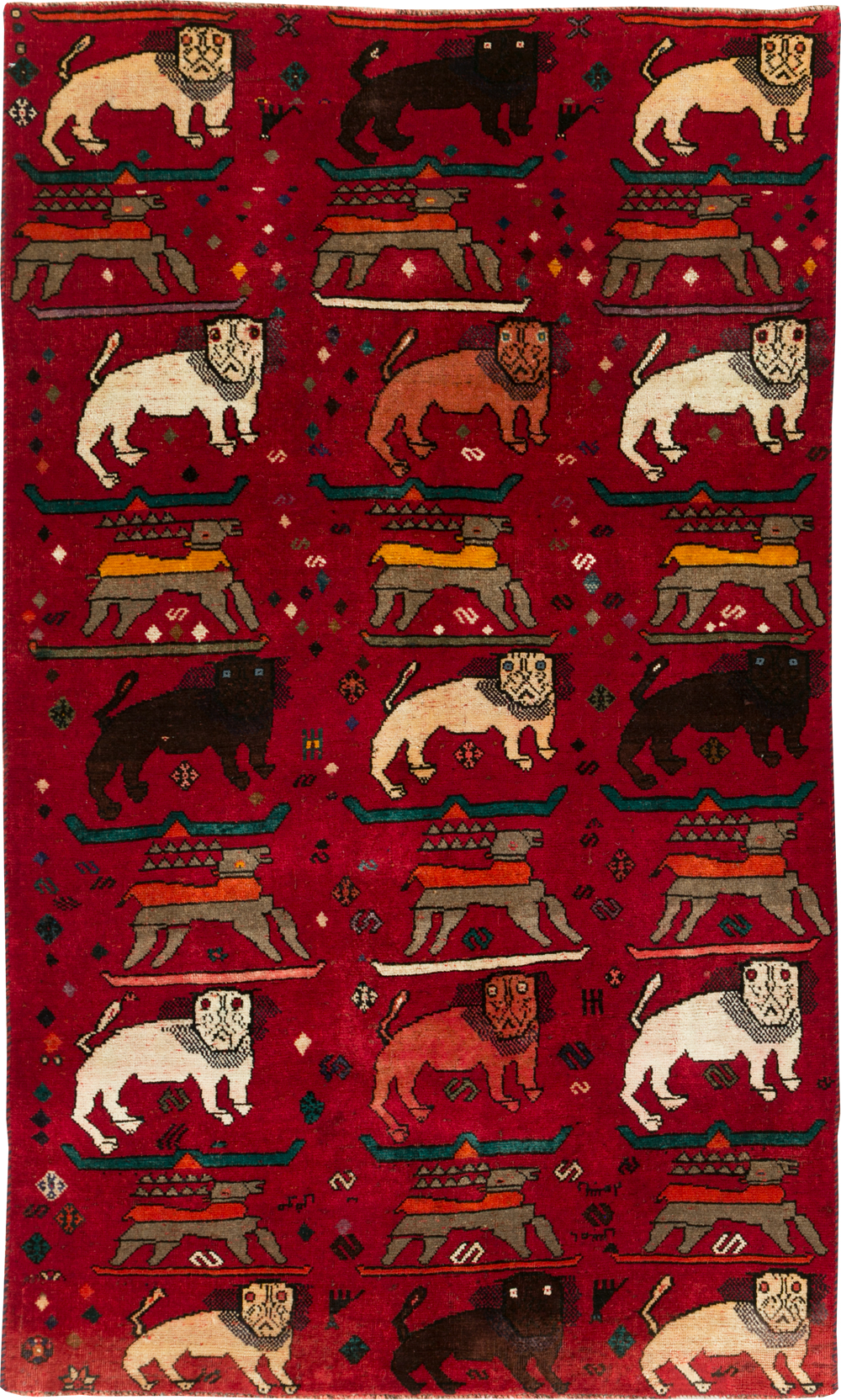 Vintage Persian Pictorial Shiraz Rug, No.31155 - Staging