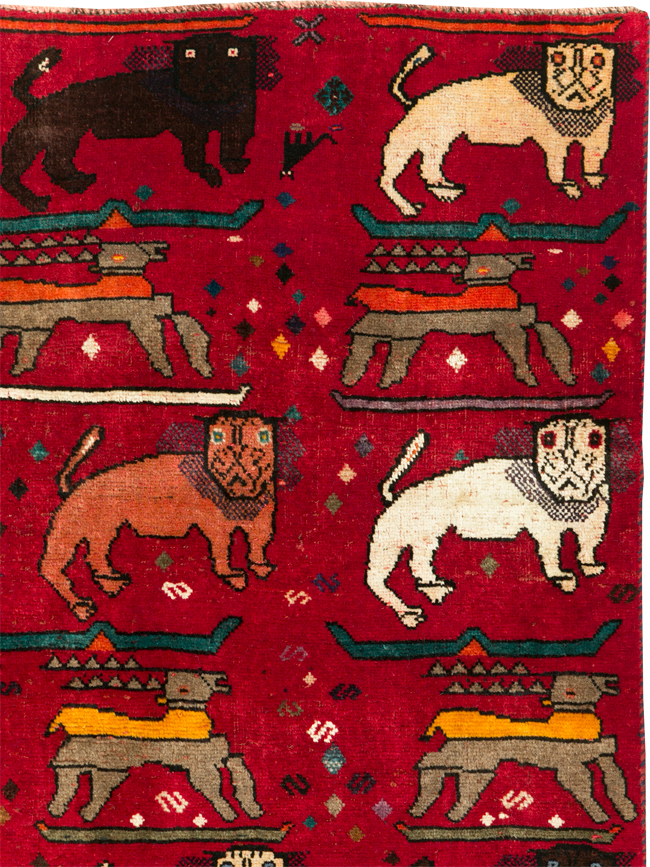 Vintage Persian Pictorial Shiraz Rug, No.31155 - Staging