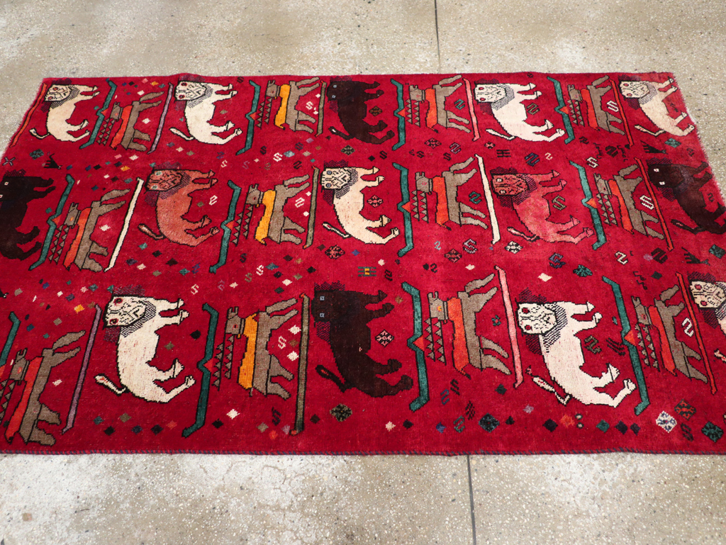 Vintage Persian Pictorial Shiraz Rug, No.31155 - Staging