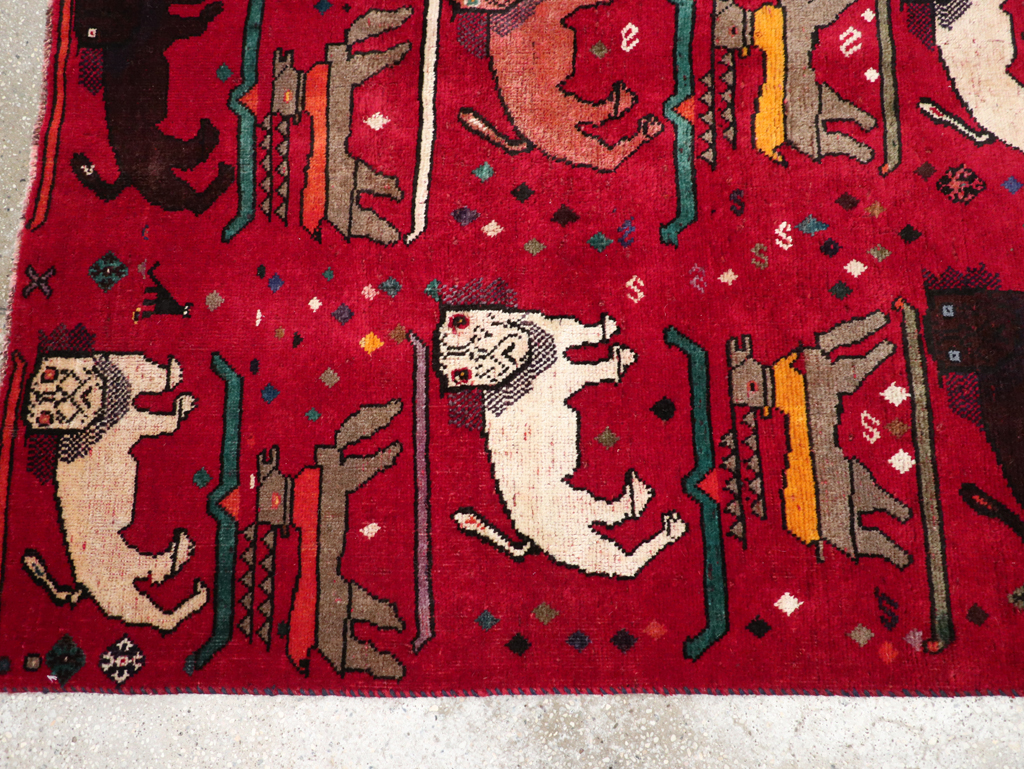 Vintage Persian Pictorial Shiraz Rug, No.31155 - Staging