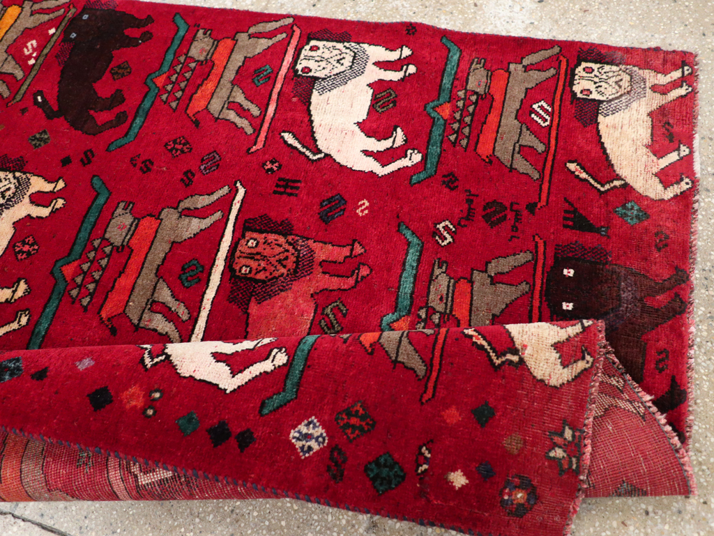 Vintage Persian Pictorial Shiraz Rug, No.31155 - Staging