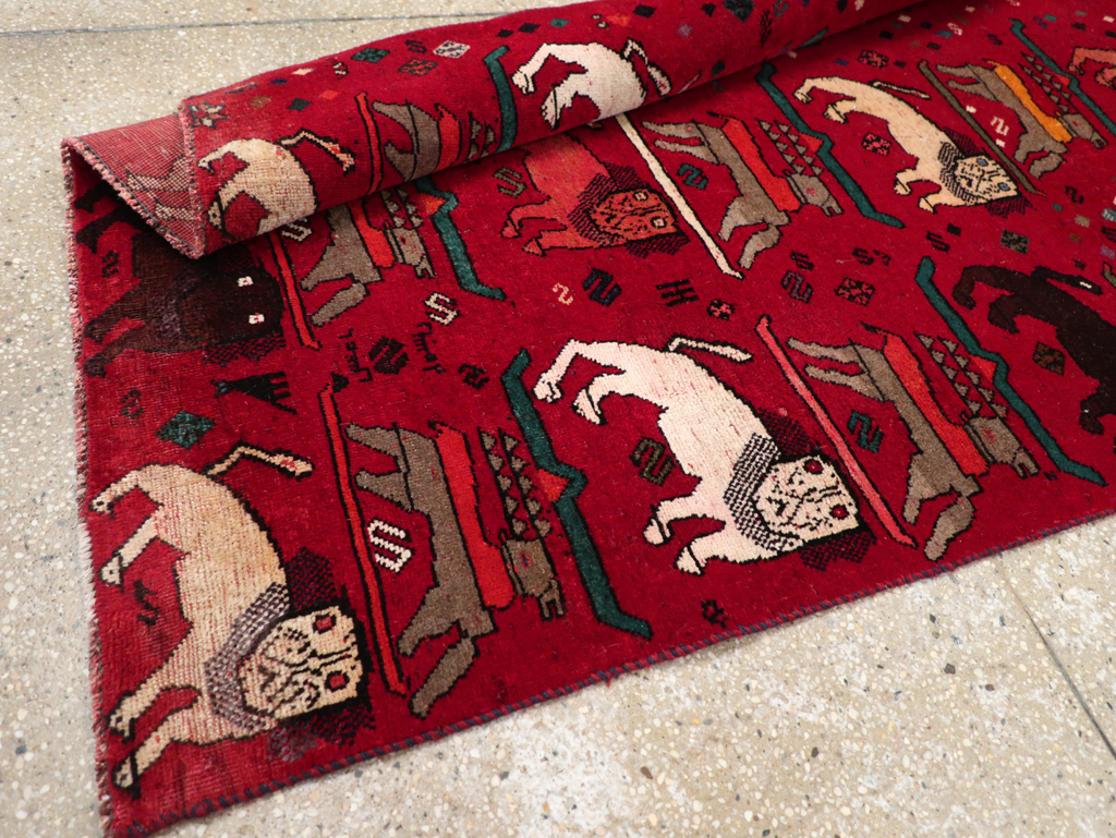 Vintage Persian Pictorial Shiraz Rug, No.31155 - Staging