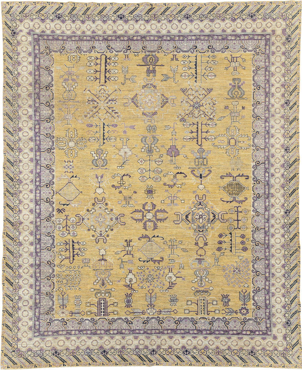 Contemporary East Turkestan Khotan Room Size Carpet, No.31159 - Staging