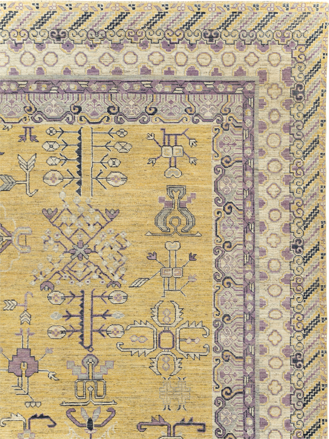 Contemporary East Turkestan Khotan Room Size Carpet, No.31159 - Staging