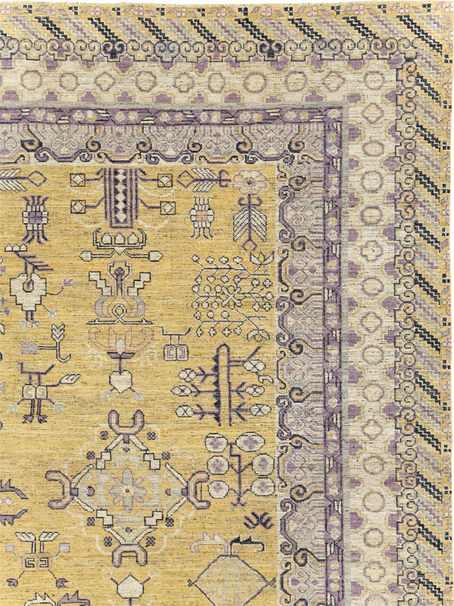 Contemporary East Turkestan Khotan Room Size Carpet, No.31159 - Staging