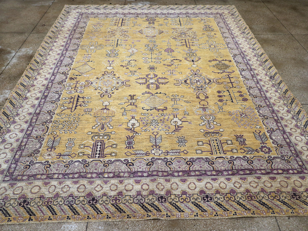 Contemporary East Turkestan Khotan Room Size Carpet, No.31159 - Staging
