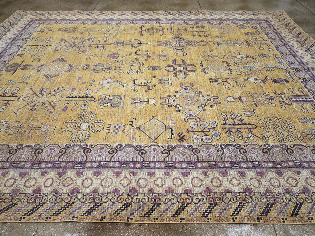 Contemporary East Turkestan Khotan Room Size Carpet, No.31159 - Staging