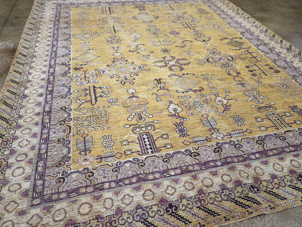 Contemporary East Turkestan Khotan Room Size Carpet, No.31159 - Staging