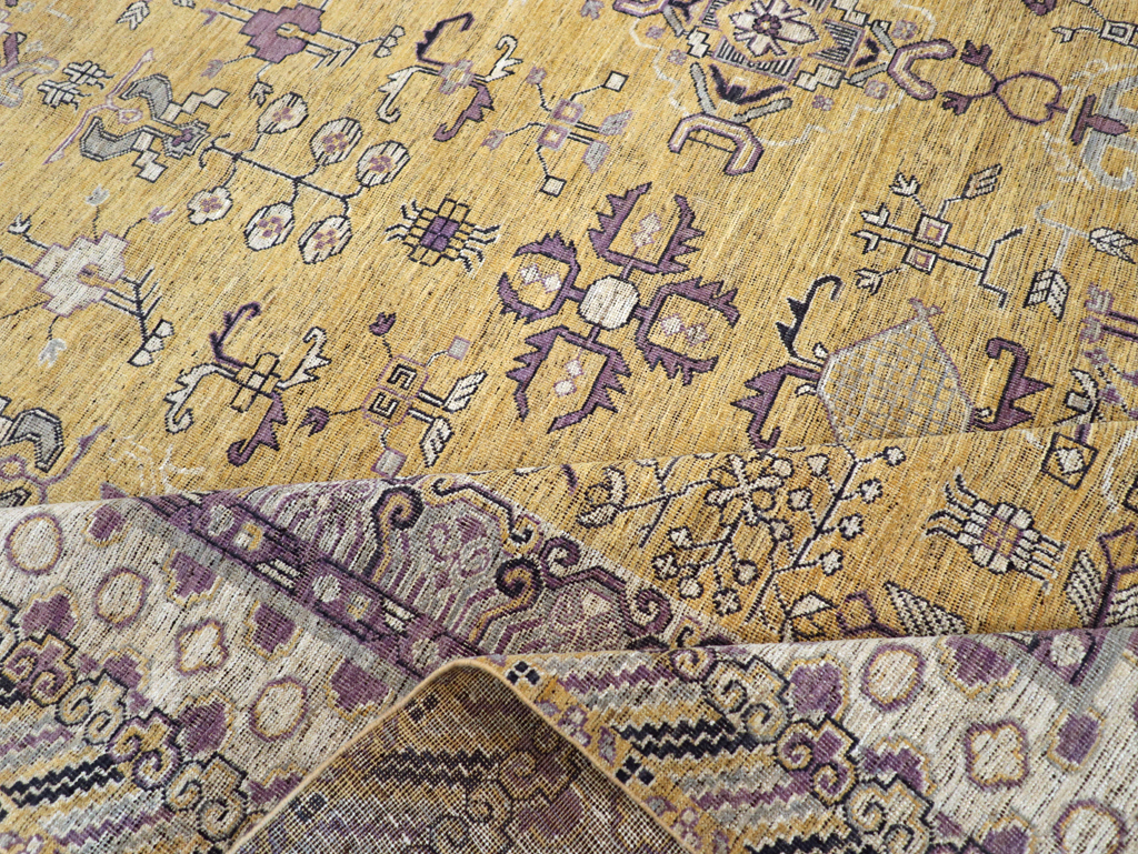 Contemporary East Turkestan Khotan Room Size Carpet, No.31159 - Staging