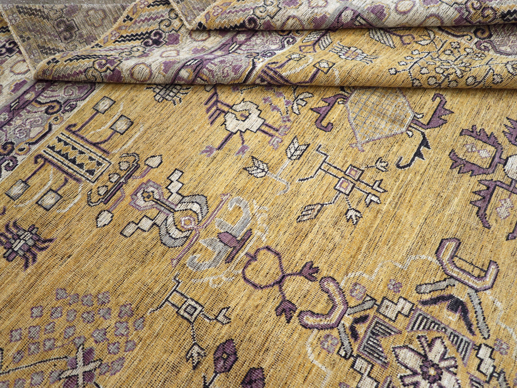 Contemporary East Turkestan Khotan Room Size Carpet, No.31159 - Staging