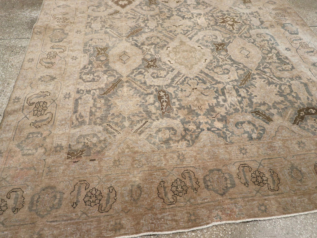 Antique Persian Tabriz Small Room Size Carpet, No.31167 - Staging