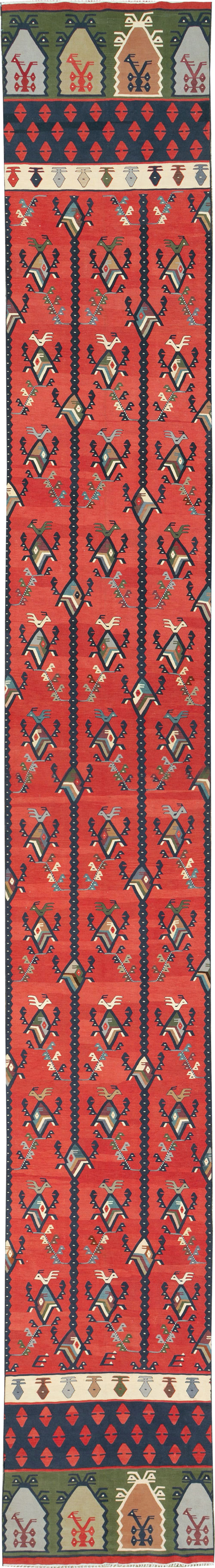 Vintage Turkish Sarkoy Kilim Long Runner, No.31169 - Staging