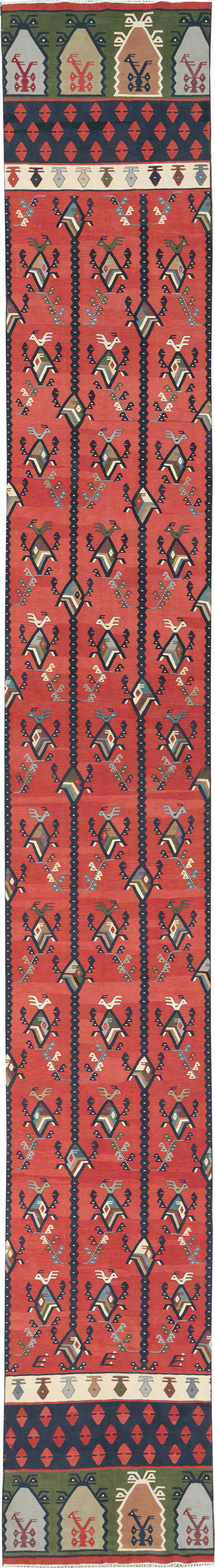 Vintage Turkish Sarkoy Kilim Long Runner, No.31169 - Staging