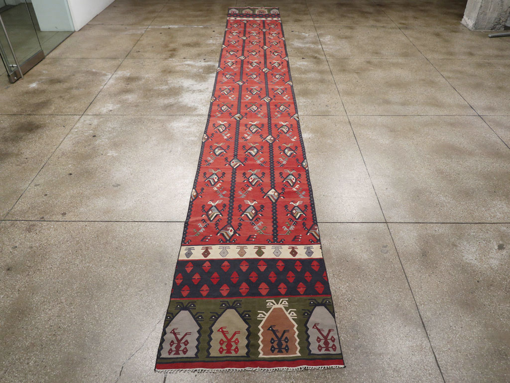Vintage Turkish Sarkoy Kilim Long Runner, No.31169 - Staging