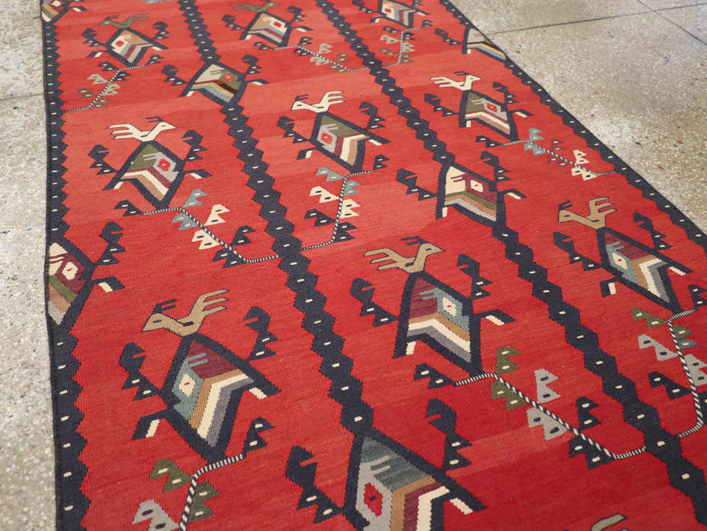 Vintage Turkish Sarkoy Kilim Long Runner, No.31169 - Staging