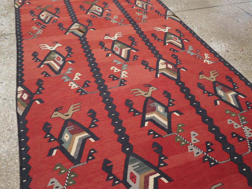 Vintage Turkish Sarkoy Kilim Long Runner, No.31169 - Staging