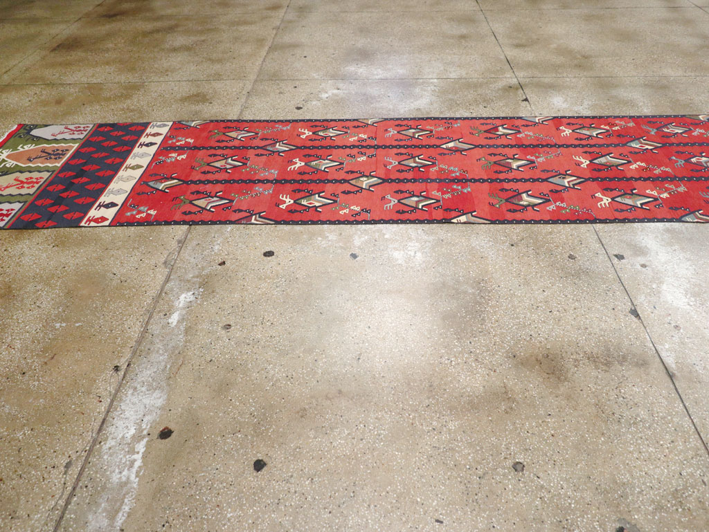 Vintage Turkish Sarkoy Kilim Long Runner, No.31169 - Staging