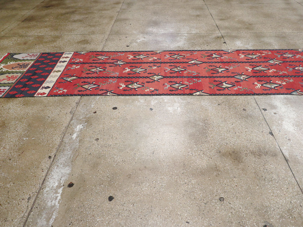 Vintage Turkish Sarkoy Kilim Long Runner, No.31169 - Staging