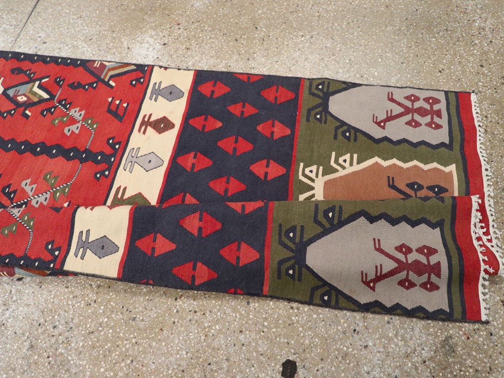 Vintage Turkish Sarkoy Kilim Long Runner, No.31169 - Staging