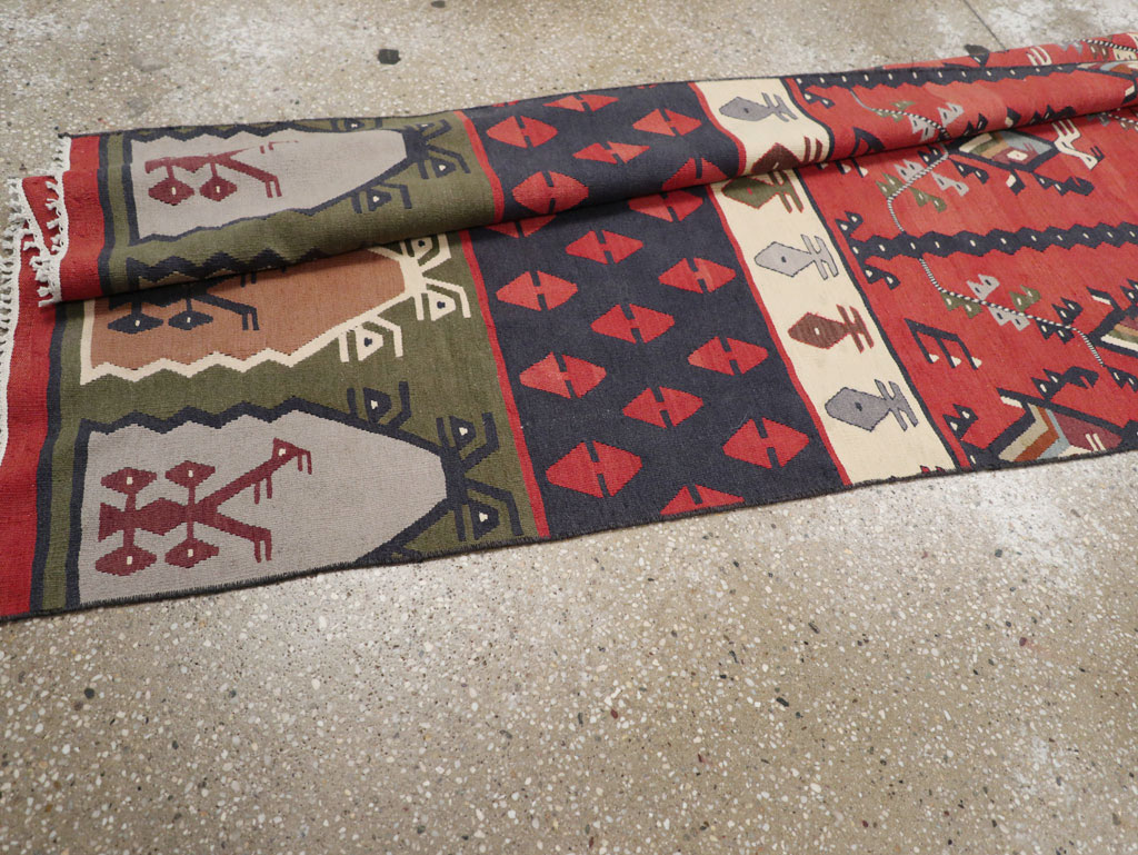 Vintage Turkish Sarkoy Kilim Long Runner, No.31169 - Staging