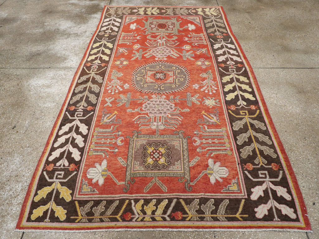 Antique East Turkestan Khotan Carpet, No.31173 - Staging