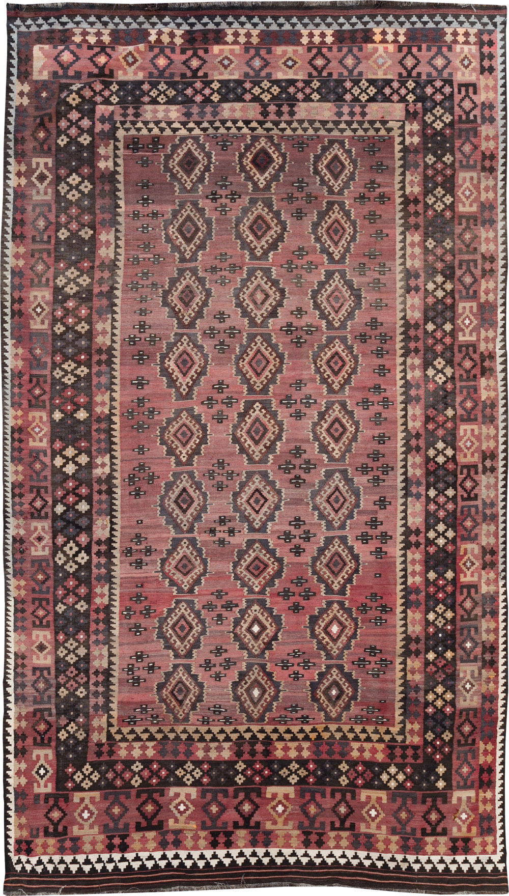 Vintage Afghan Flatweave Kilim Large Room Size Carpet, No.31179 - Staging