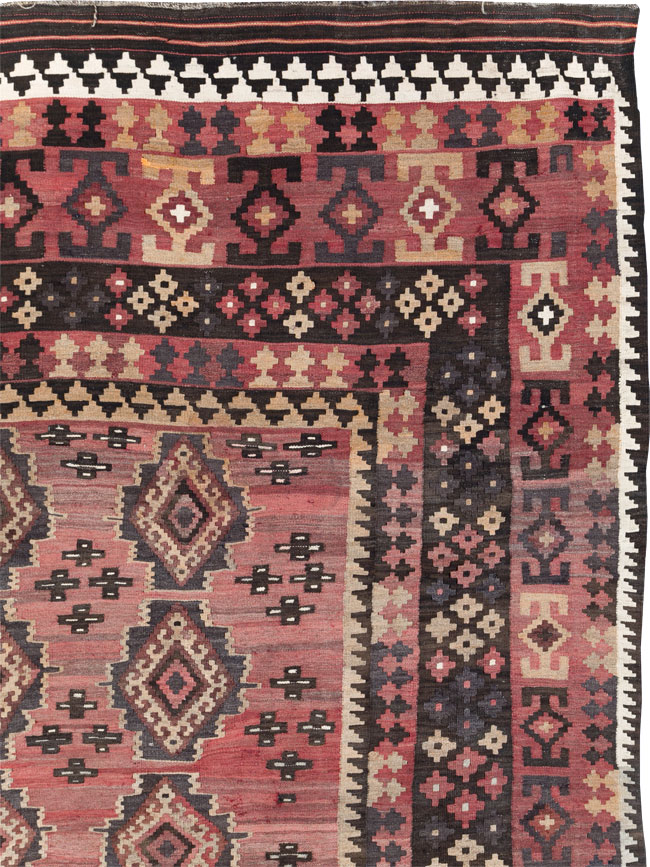 Vintage Afghan Flatweave Kilim Large Room Size Carpet, No.31179 - Staging