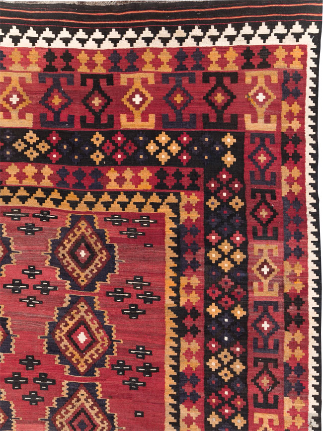 Vintage Afghan Flatweave Kilim Large Room Size Carpet, No.31179 - Staging
