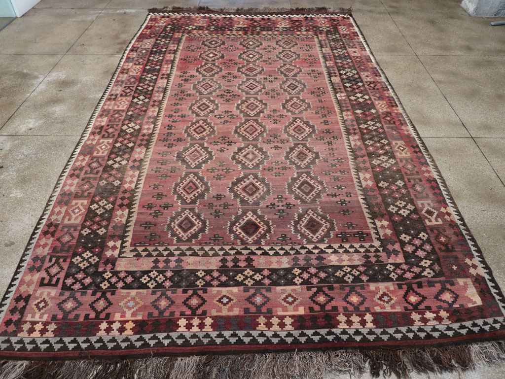 Vintage Afghan Flatweave Kilim Large Room Size Carpet, No.31179 - Staging