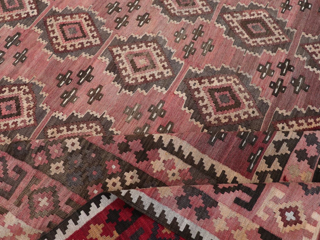 Vintage Afghan Flatweave Kilim Large Room Size Carpet, No.31179 - Staging