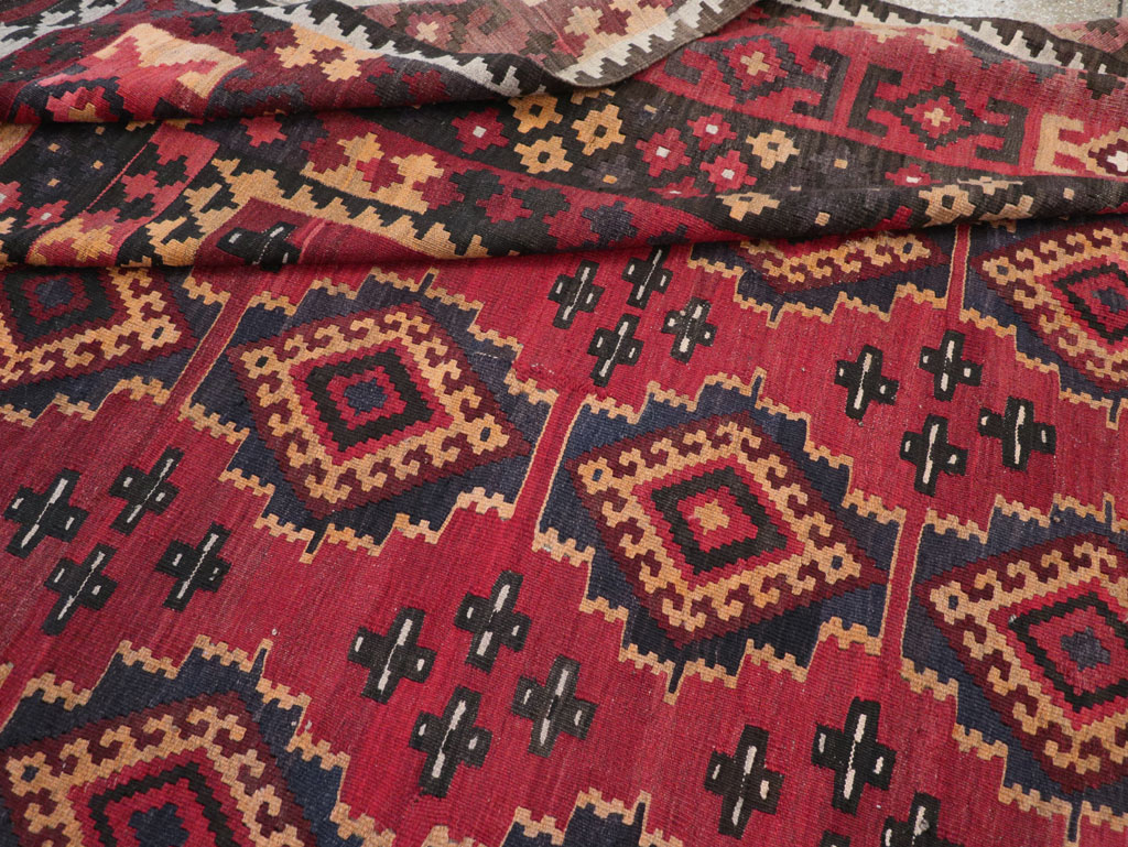 Vintage Afghan Flatweave Kilim Large Room Size Carpet, No.31179 - Staging