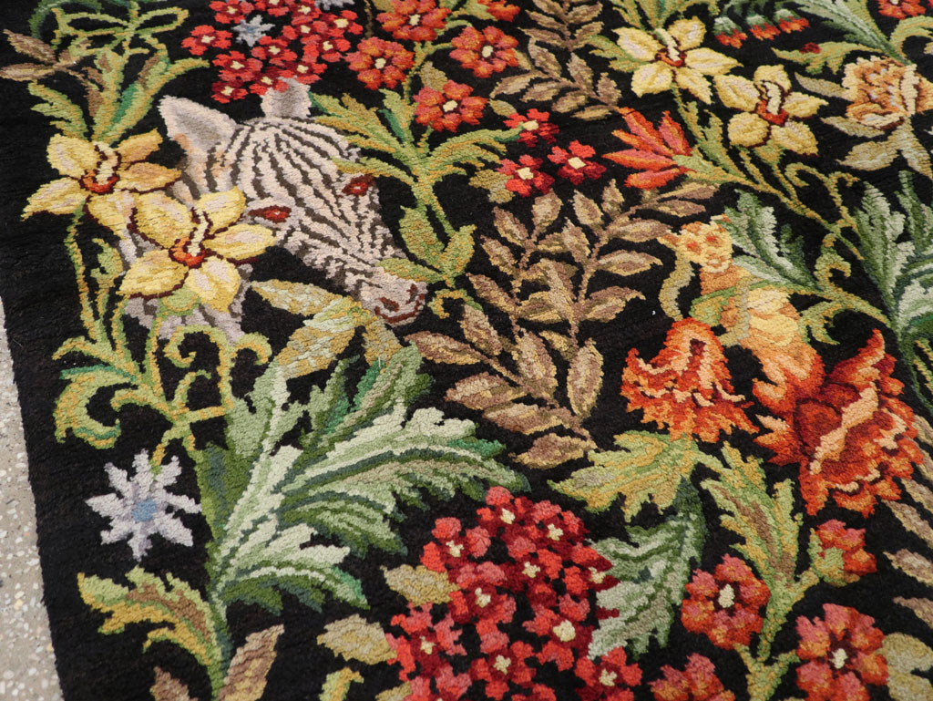 Vintage Portuguese Savonnerie Pictorial Accent Rug, No.31180 - Staging