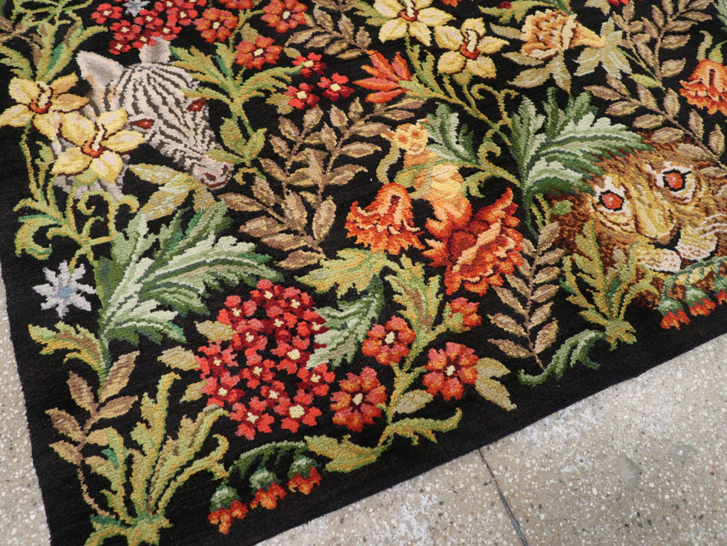 Vintage Portuguese Savonnerie Pictorial Accent Rug, No.31180 - Staging
