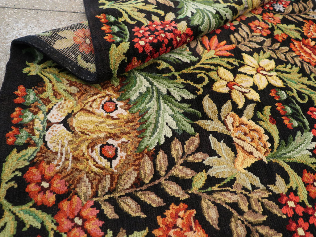 Vintage Portuguese Savonnerie Pictorial Accent Rug, No.31180 - Staging