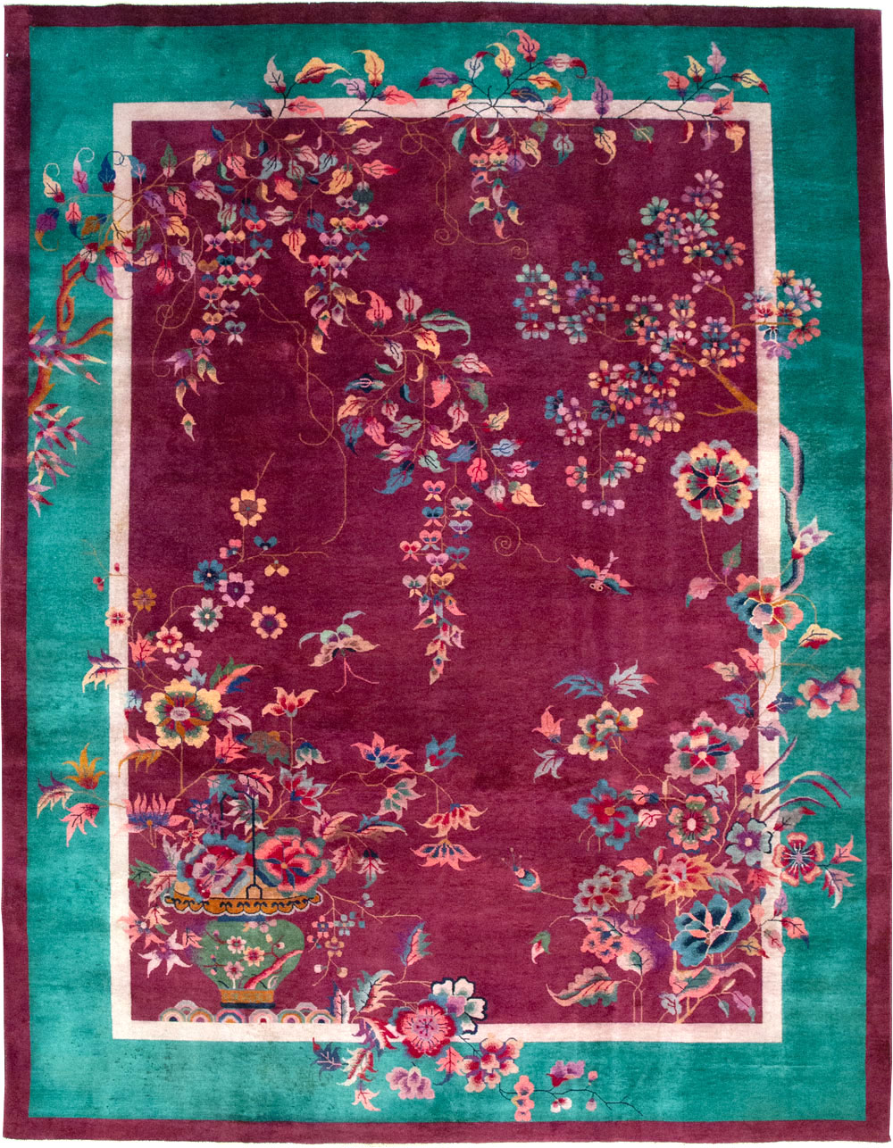 Vintage Chinese Art Deco Room Size Carpet, No.31185 - Staging