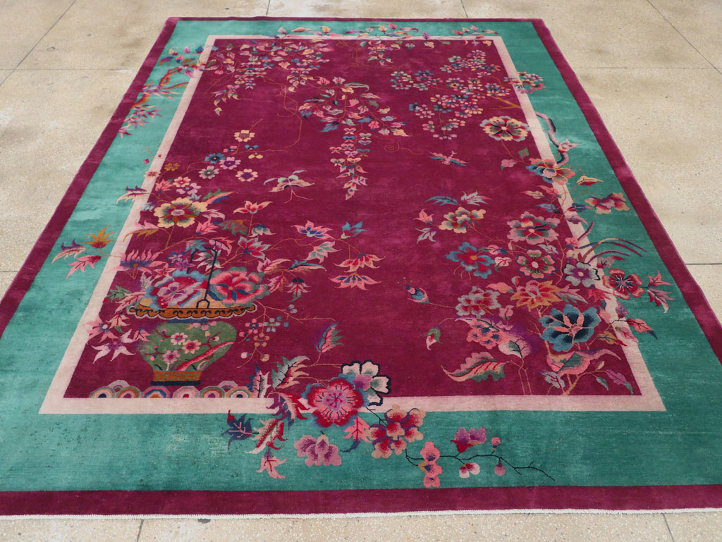 Vintage Chinese Art Deco Room Size Carpet, No.31185 - Staging