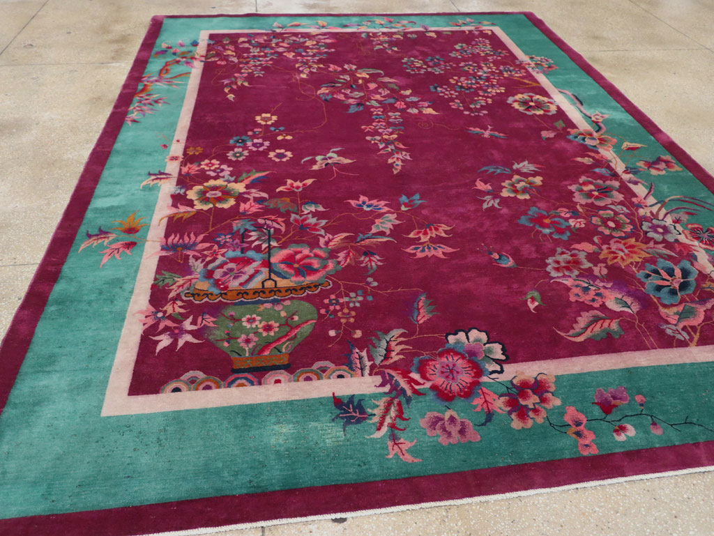 Vintage Chinese Art Deco Room Size Carpet, No.31185 - Staging