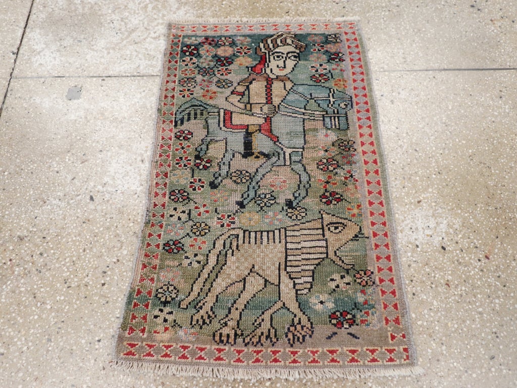 Antique Persian Malayer Pictorial Rug (Pair: 2 of 2), No.31187 - Staging