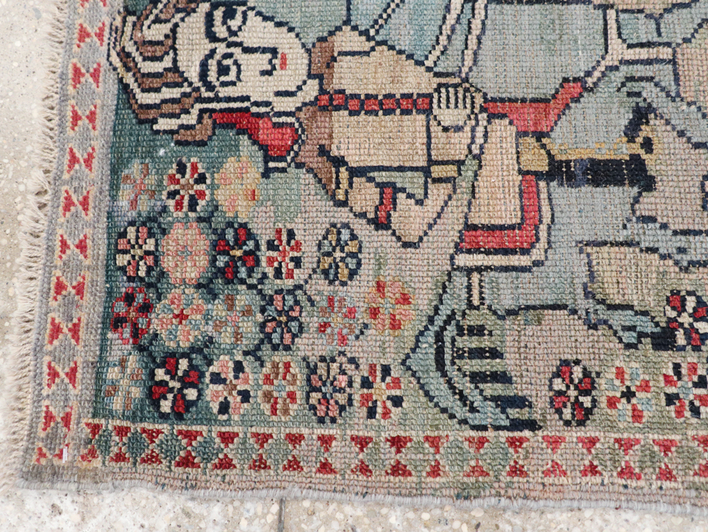 Antique Persian Malayer Pictorial Rug (Pair: 2 of 2), No.31187 - Staging