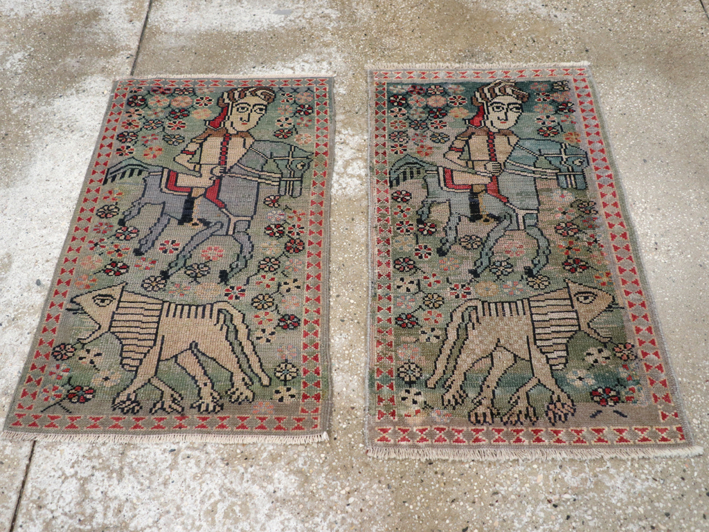 Antique Persian Malayer Pictorial Rug (Pair: 2 of 2), No.31187 - Staging
