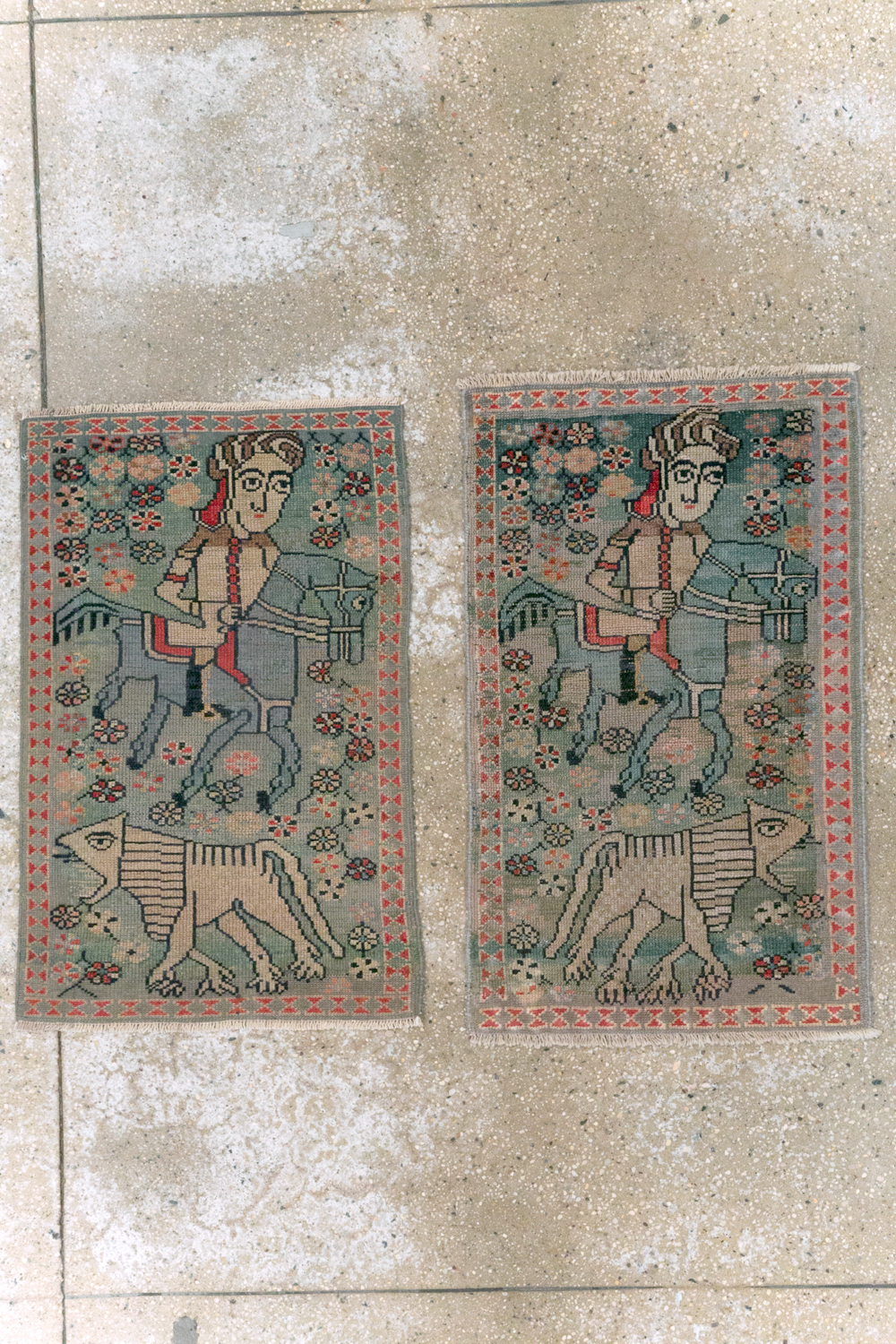 Antique Persian Malayer Pictorial Rug (Pair: 2 of 2), No.31187 - Staging
