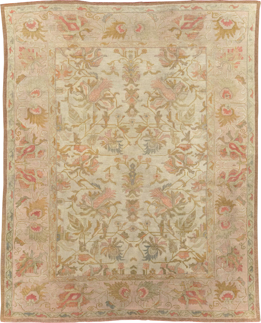 Antique Turkish Oushak Room Size Carpet, No.31192 - Staging