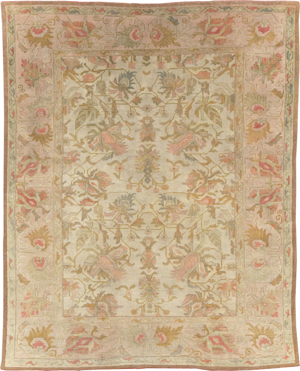 Antique Turkish Oushak Room Size Carpet, No.31192 - Staging