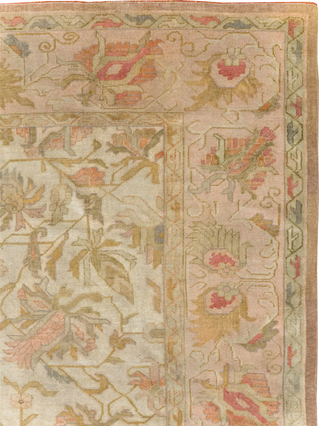 Antique Turkish Oushak Room Size Carpet, No.31192 - Staging