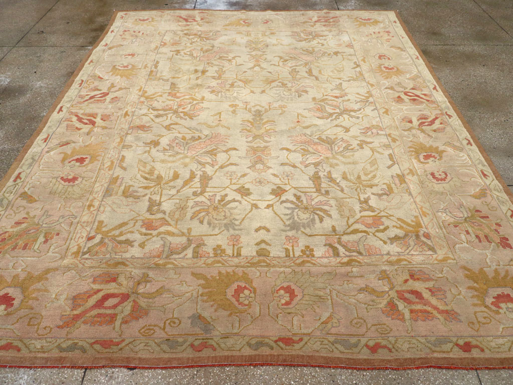 Antique Turkish Oushak Room Size Carpet, No.31192 - Staging