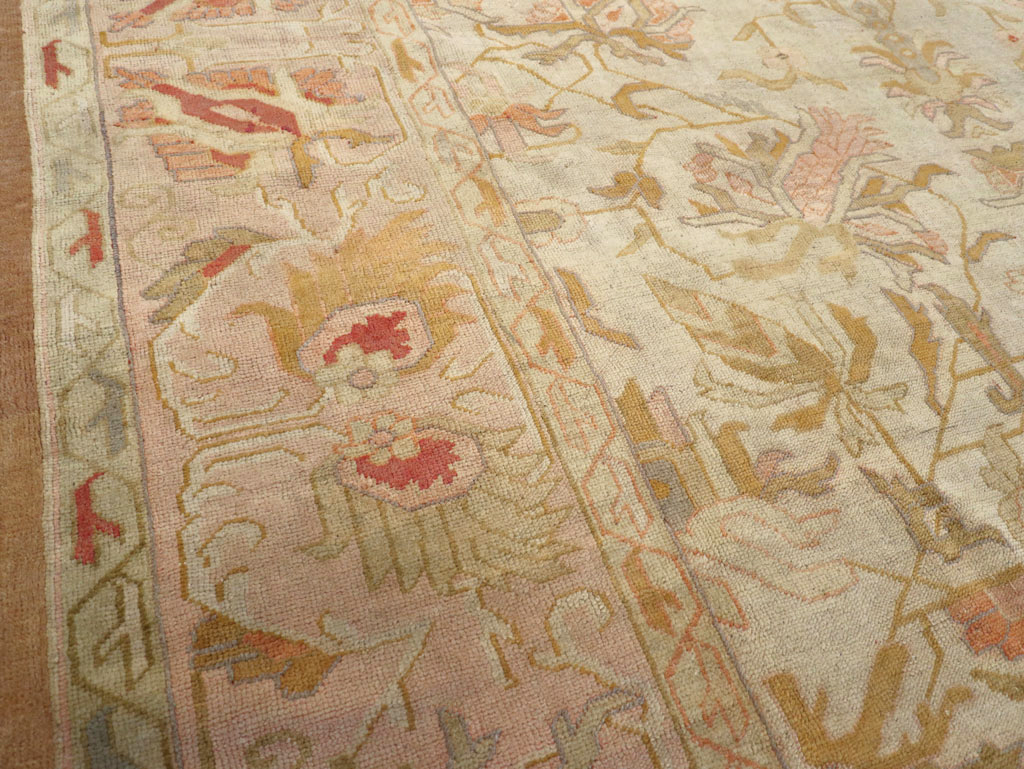 Antique Turkish Oushak Room Size Carpet, No.31192 - Staging