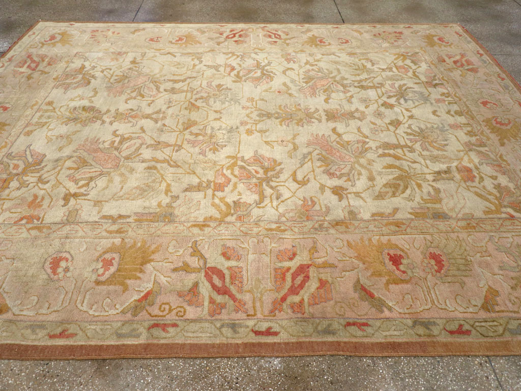 Antique Turkish Oushak Room Size Carpet, No.31192 - Staging